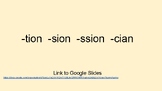 Final Stable Suffixes (-tion, -sion, -ssion, -cian) Advanc