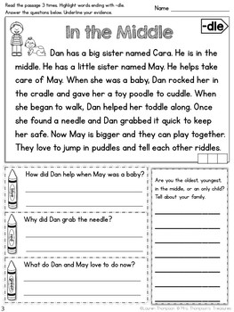 Final Stable Syllable Reading Comprehension Passages | TpT