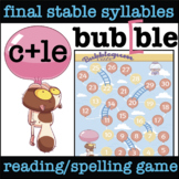 Final Stable Syllables C+le reading and spelling game