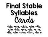 Final Stable Syllables Cards