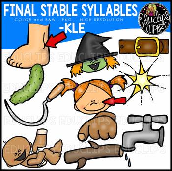 Preview of Final Stable Syllables -KLE {Educlips Clipart}