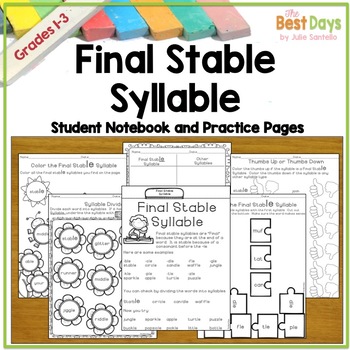 Preview of Final Stable Syllable Practice Pages for Syllable Consonant le