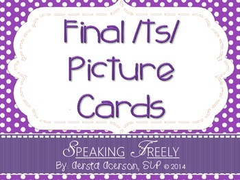 Preview of Final /TS/ Word Articulation Picture Cards