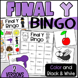 Final Y Bingo Game: Y makes e or i sound Words Ending with Y