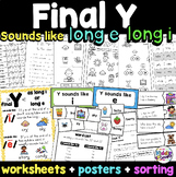 Y as a vowel Worksheets Activity long i and long e Final Y