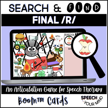 Preview of Final r Sound Articulation Boom Cards™ Search & Find Game | Post Vocalic R