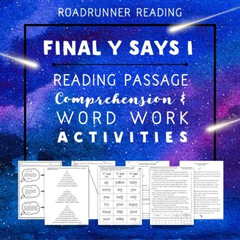 Preview of Final y says Long i Reading Passage, Comprehension & Word Work Activities