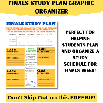 Preview of Finals Study Plan | Graphic Organizer to Help Students Plan for Finals Week