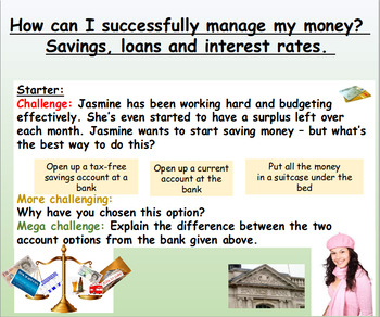 Preview of Finance: Saving and Loans - Presentation and Worksheets