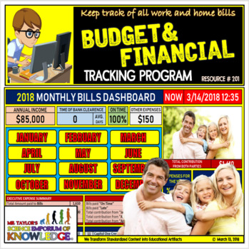 Preview of Finance and Expense Tracking Excel Software: Home and Work
