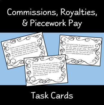 Preview of Commission, Royalties, Piecework Task Cards