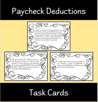 Preview of Social Security & Medicare Paycheck Deductions Task Cards