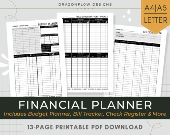 Letter Size 8.5 x 11 Budget Planner Insert Butterfly Garden Debt Tracker Printable Worksheet