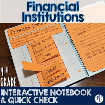 Preview of Financial Institutions Interactive Notebook Activity & Quick Check TEKS 4.10E