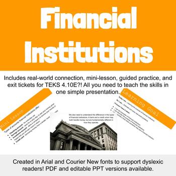 Preview of Financial Institutions Slides (PDF Version)