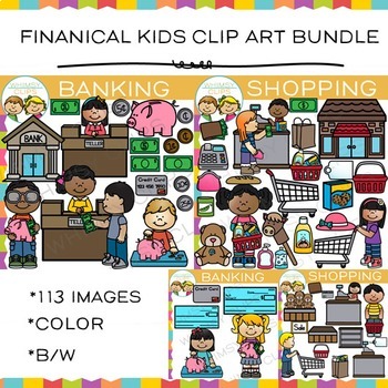 Preview of Math Kids Financial Clip Art Bundle