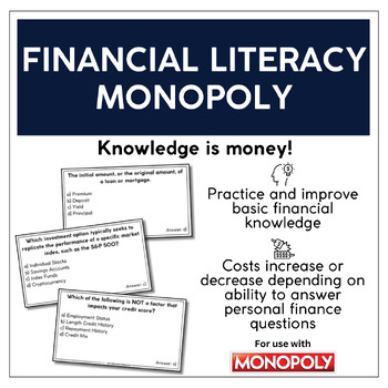 Preview of Financial Knowledge Cards for use with Monopoly | Financial Literacy Monopoly