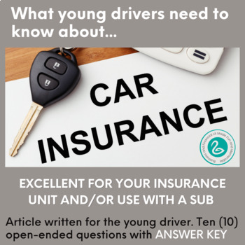 Preview of Insurance | Financial Literacy | Car Insurance Activity | Teacher or Sub Use