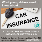 Insurance | Financial Literacy | Car Insurance Activity | 