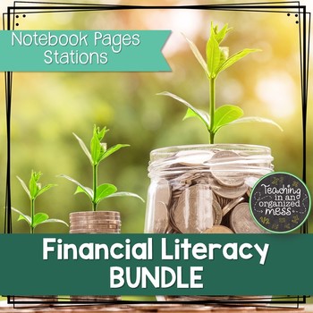 Preview of Financial Literacy BUNDLE 6th Grade Math-Notebook Pages and Stations