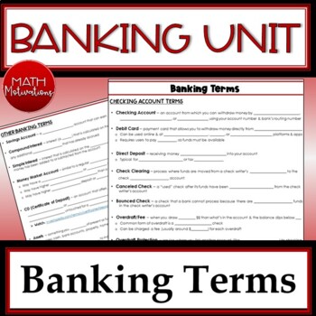 Preview of Financial Literacy: Banking Terms