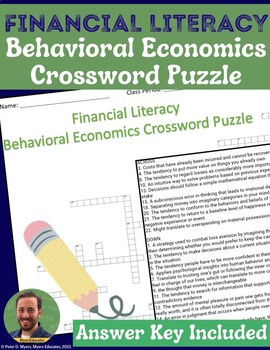 Preview of Financial Literacy: Behavior Economics Crossword Puzzle