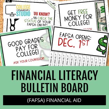 Preview of Financial Literacy Bulletin Board | FASFA | Editable Google Slides™