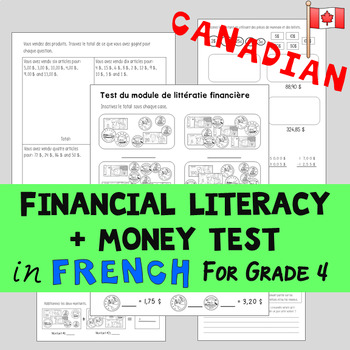 Preview of Financial Literacy + Canadian Money Test for Grade 4 in French - BC/Ontario