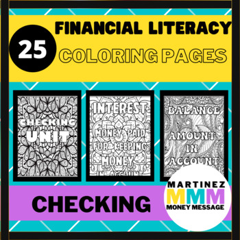 Preview of Financial Literacy Coloring Pages: Checking Terms and Definitions