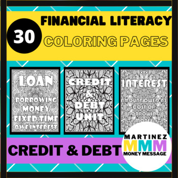 Preview of Financial Literacy Coloring Pages: Credit & Debt Terms and Definitions
