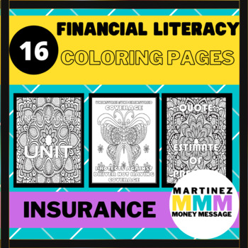 Preview of Financial Literacy Coloring Pages: Insurance Terms and Definitions