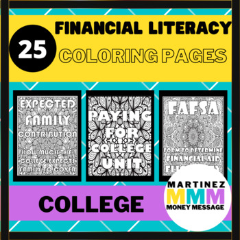 Preview of Financial Literacy Coloring Pages: Paying for College Terms and Definitions
