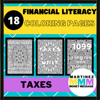 Preview of Financial Literacy Coloring Pages: Taxes Terms and Definitions
