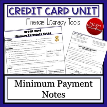 Preview of Financial Literacy: Credit Card Minimum Payment Notes