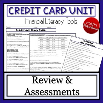Preview of Financial Literacy: Credit Card Unit Review