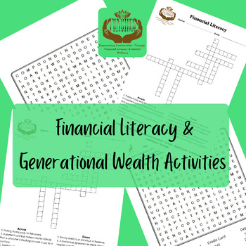 Preview of Financial Literacy Cross Word