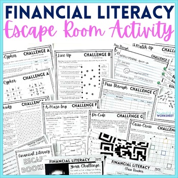 Preview of Financial Literacy Activity | Math Escape Room | Interest, Percents, Loans, etc.
