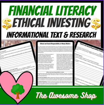 Preview of Financial Literacy Ethical Investing Research Activity for High School