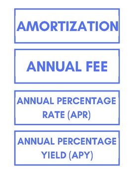 Preview of Financial Literacy / Financial Math Vocabulary Printable (Growing List)