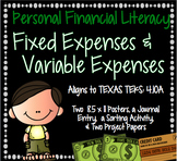 Teacher Made Financial Literacy Center Resource Game Fixed & Variable Expenses 