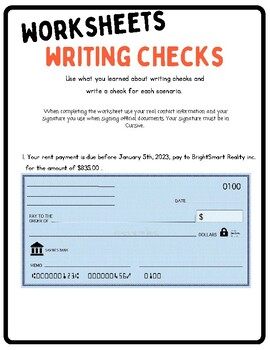 Financial Literacy Guide- Checks Components-PRACTICE PACKET! 1A | TPT