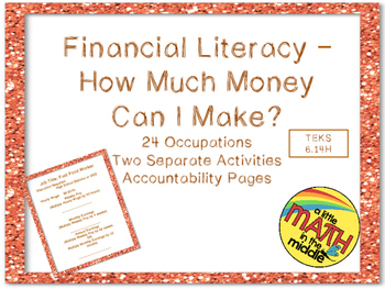 Preview of Financial Literacy - How Much Money Can I Make? TEKS 6.14H