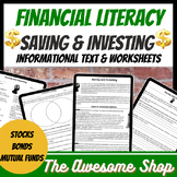 Preview of Financial Literacy Investing Stocks, Bonds, Mutual Funds Risk & Return Packet