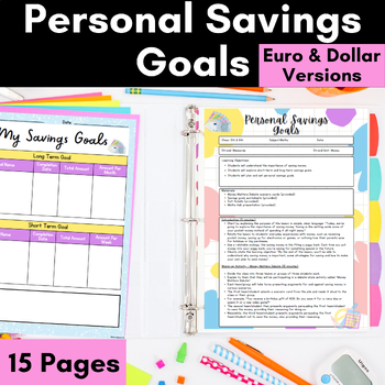 Preview of Financial Literacy Math Lesson Plan│Saving Money Task Cards & Worksheet│5th/6th