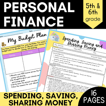 Preview of Financial Literacy Middle School Math Lesson Plan + Personal Finance Worksheet