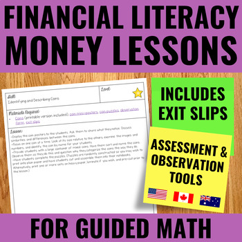 Preview of Financial Literacy Money Lessons | Differentiated | 2020 Ontario Math and CCSS