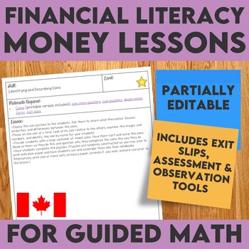 Preview of Financial Literacy Money Lessons | Partially Editable for French Translation