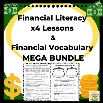 Preview of Financial Literacy Project MEGA BUNDLE- 4 Lessons & Financial Vocabulary Booklet