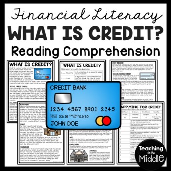 Preview of Financial Literacy Reading Comprehension Worksheet What is Credit Applying