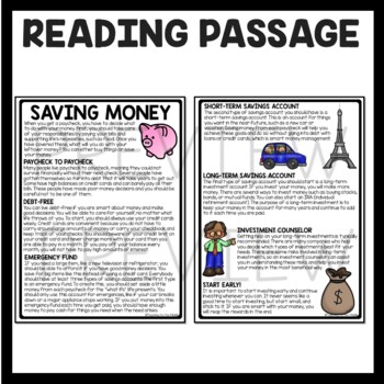 Financial Literacy Reading Comprehension Worksheet Ways to Save Money